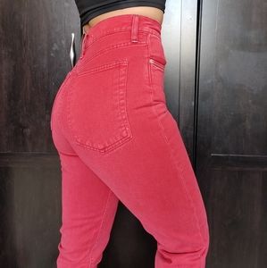 Helmut Lang High Waisted Oxidized Red Skinny Jeans